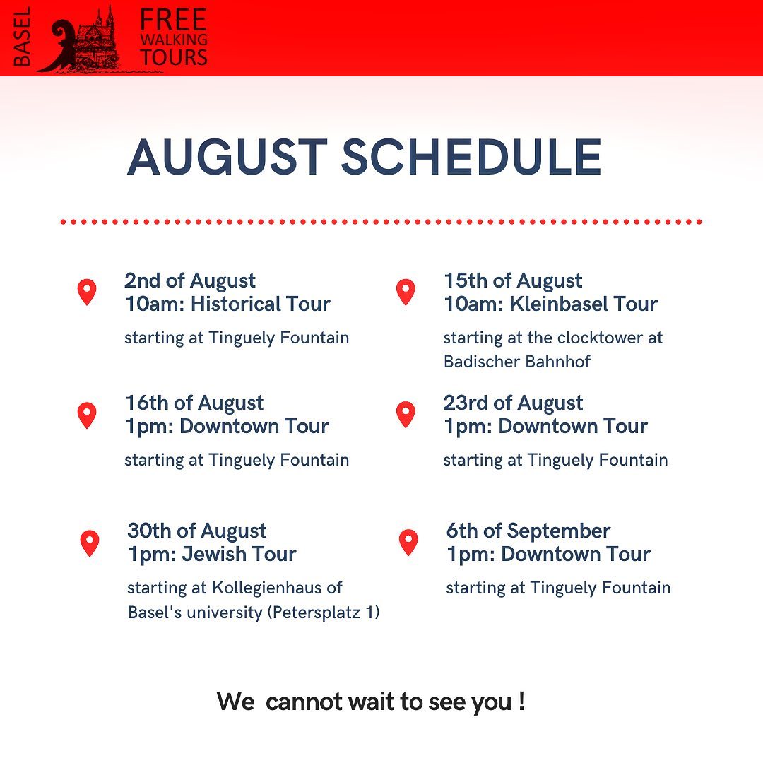 Basel Free Walking Tours schedule (source: https://www.freewalk.ch/basel/)