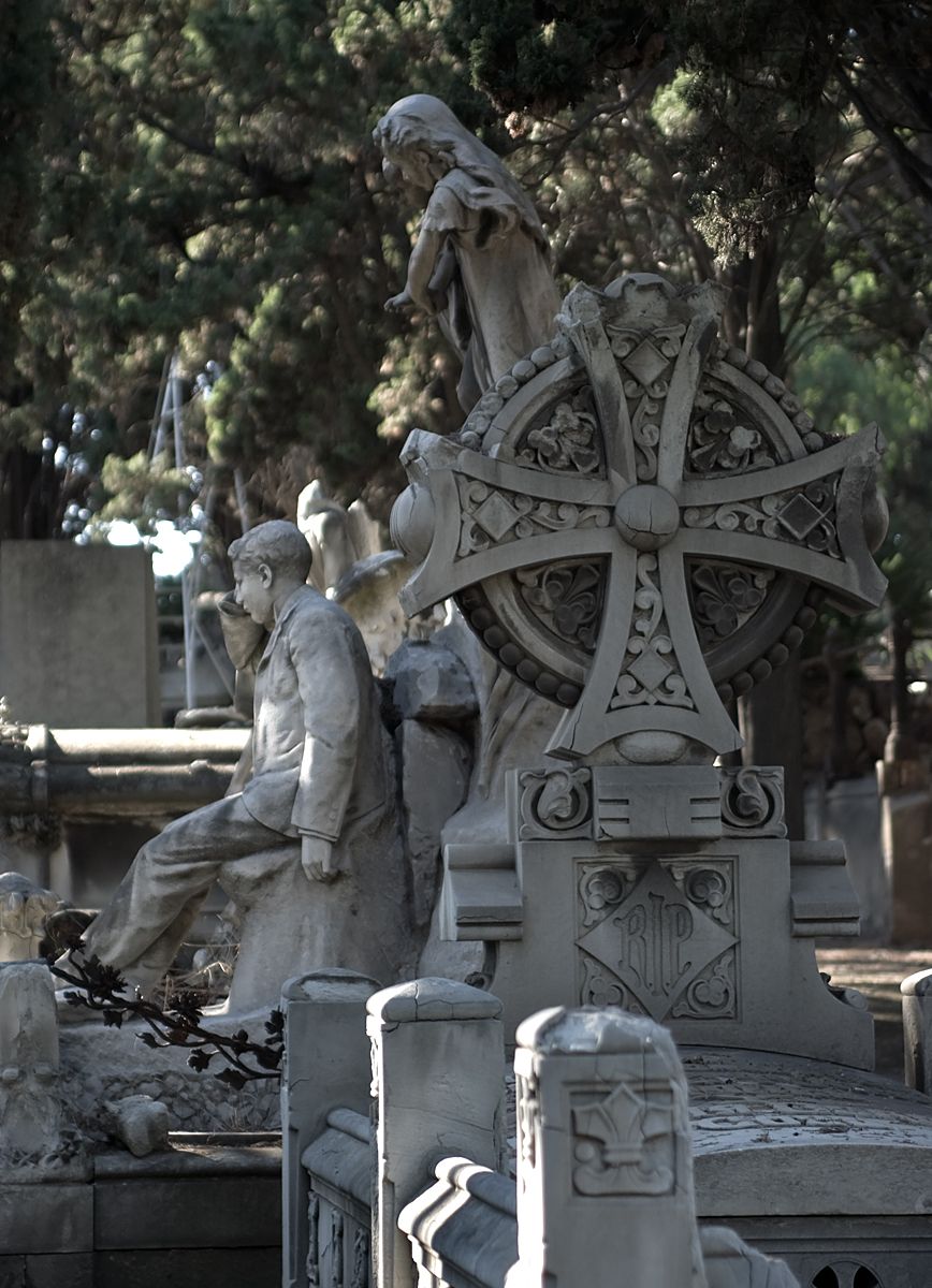sculptures in Montjuic Cemetery