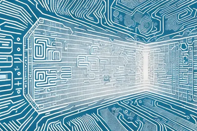 Digital circuit tunnel graphic symbolizing secure eID number and electronic identity verification.