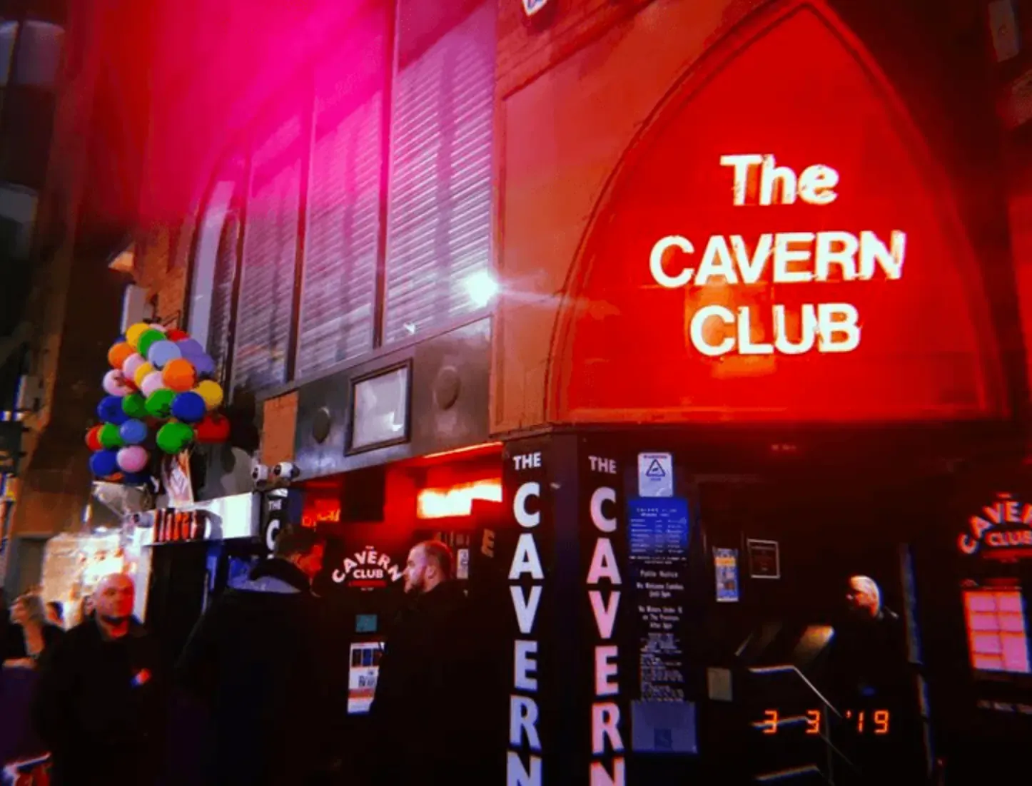 Nighttime club entrance