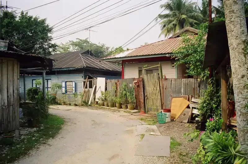 Kampong Lorong Buangkok, Singapore’s last surviving traditional village, with rustic houses and narrow lanes.
