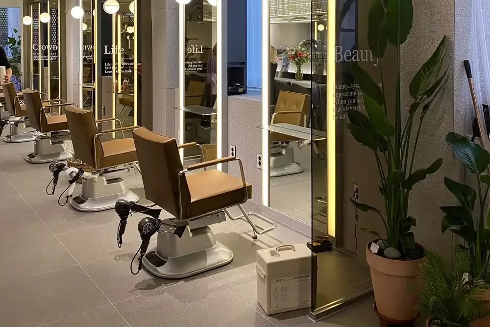 Modern salon interior with barber chairs