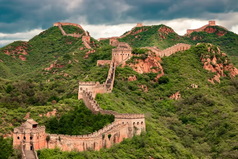 Great Wall of China with overcast skies